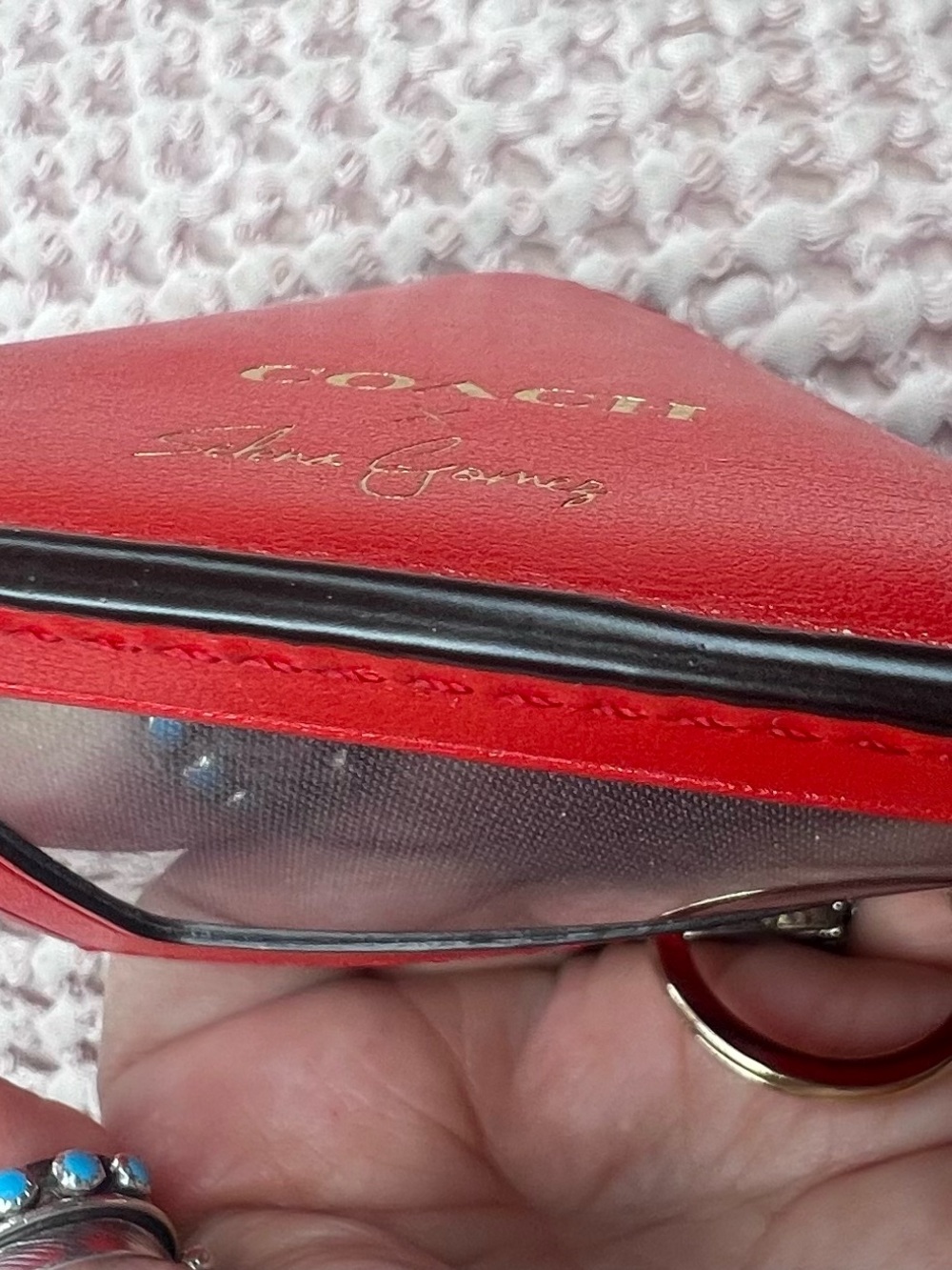 Coach x Selena Gomez Limited Edition Red Leather Key Card Holder - Picture 5 of 13